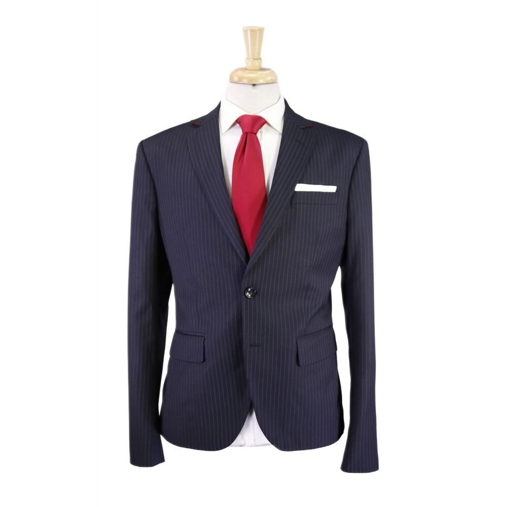 iTailor Tailor Made Navy Blue Pinstripe 2-Btn Slim Fit Wool Suit 38L